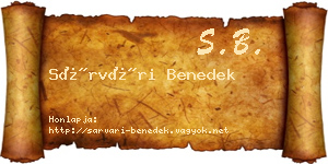Sárvári Benedek névjegykártya